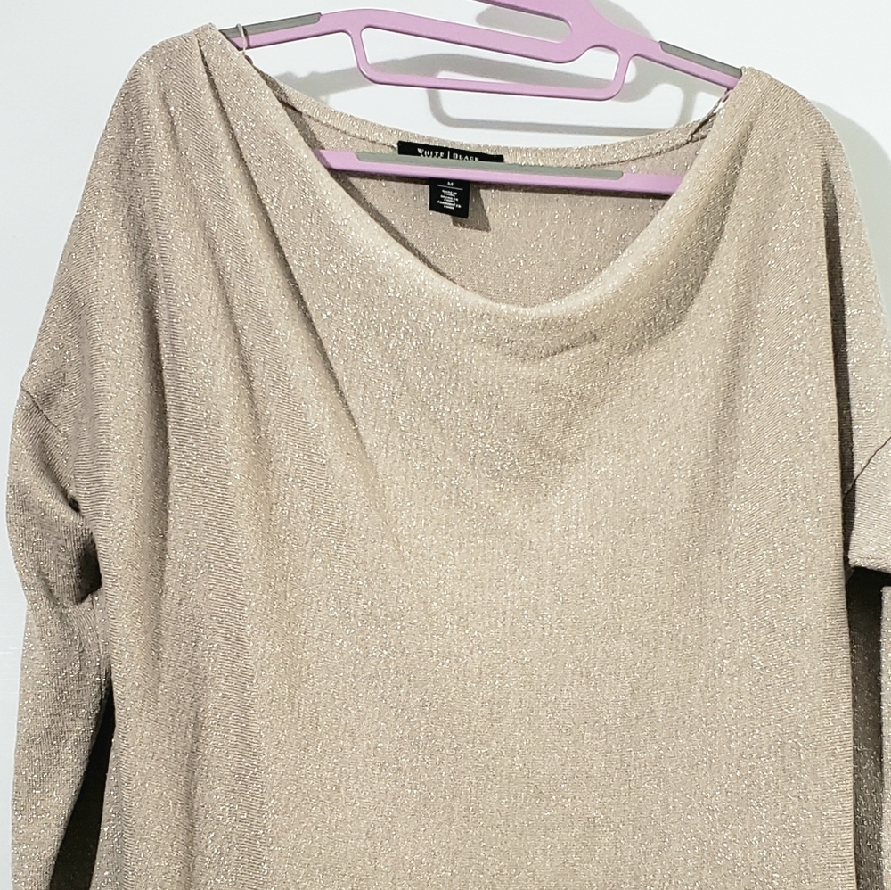 *SOLD*WHBM Slouchy Neck Tan Sweater Dress Cashmere Blend Medium - Picture 4 of 10